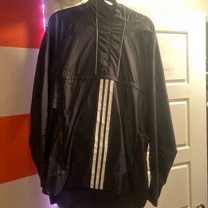 Adidas Black Windbreaker with Stripes